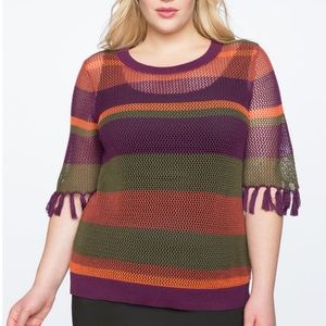 NWT Multi-Color Striped Sweater with Tassels